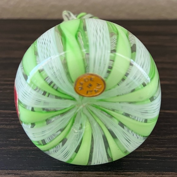 Vtg Murano Venetian Glass Green White Zanfirico Latticino Adventurine Mini Vase - Picture 4 of 4